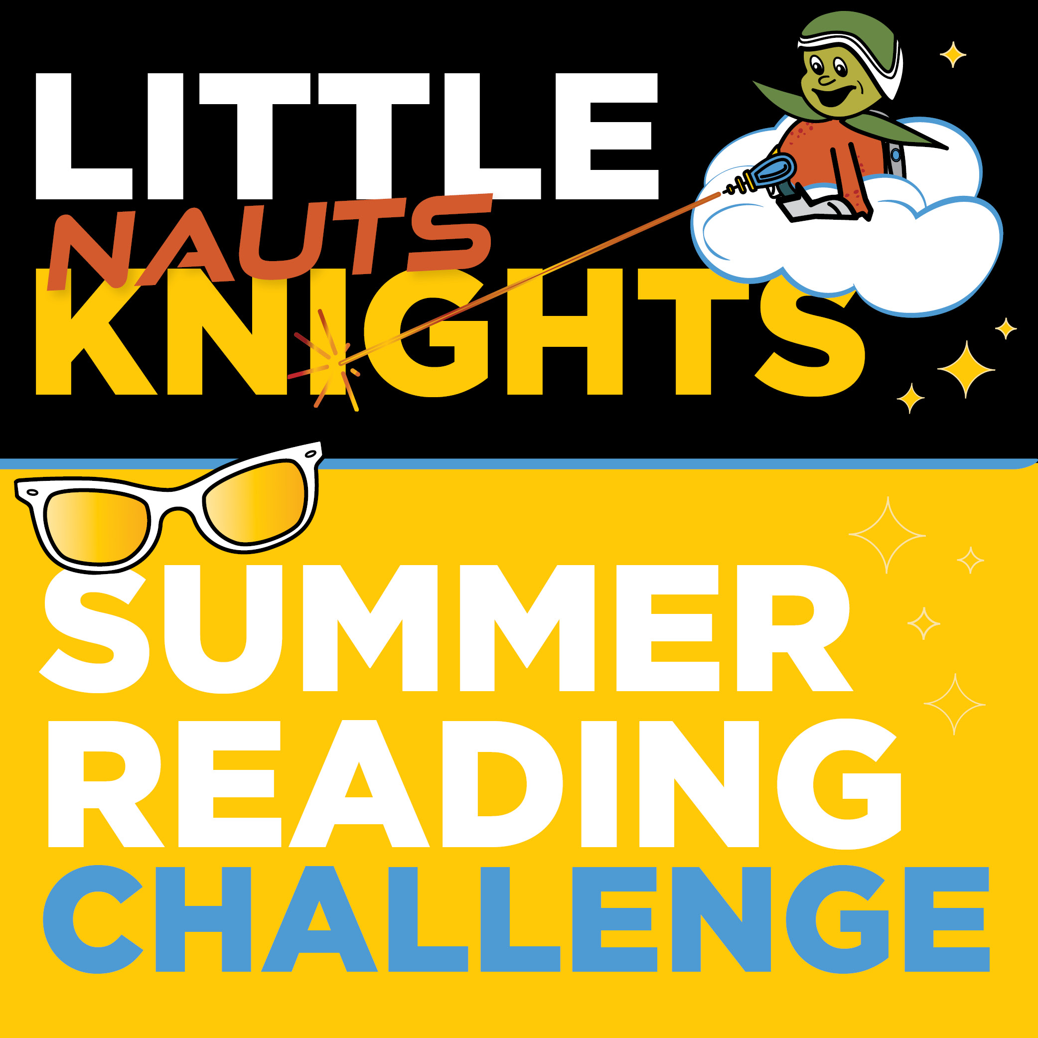 Event graphic with the words Little Nauts Summer Reading Challenge