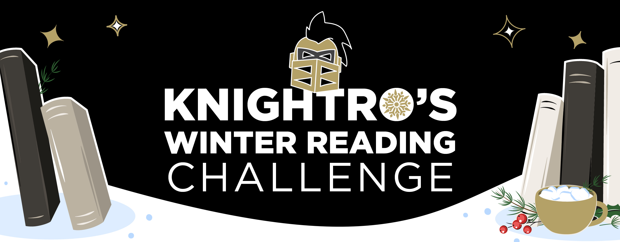 Event graphic for Knightro's Winter Reading Challenge 
