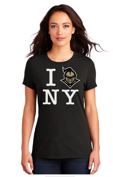 Image of the shirt in black in the style of I heart NY but the heart is a Knightro head